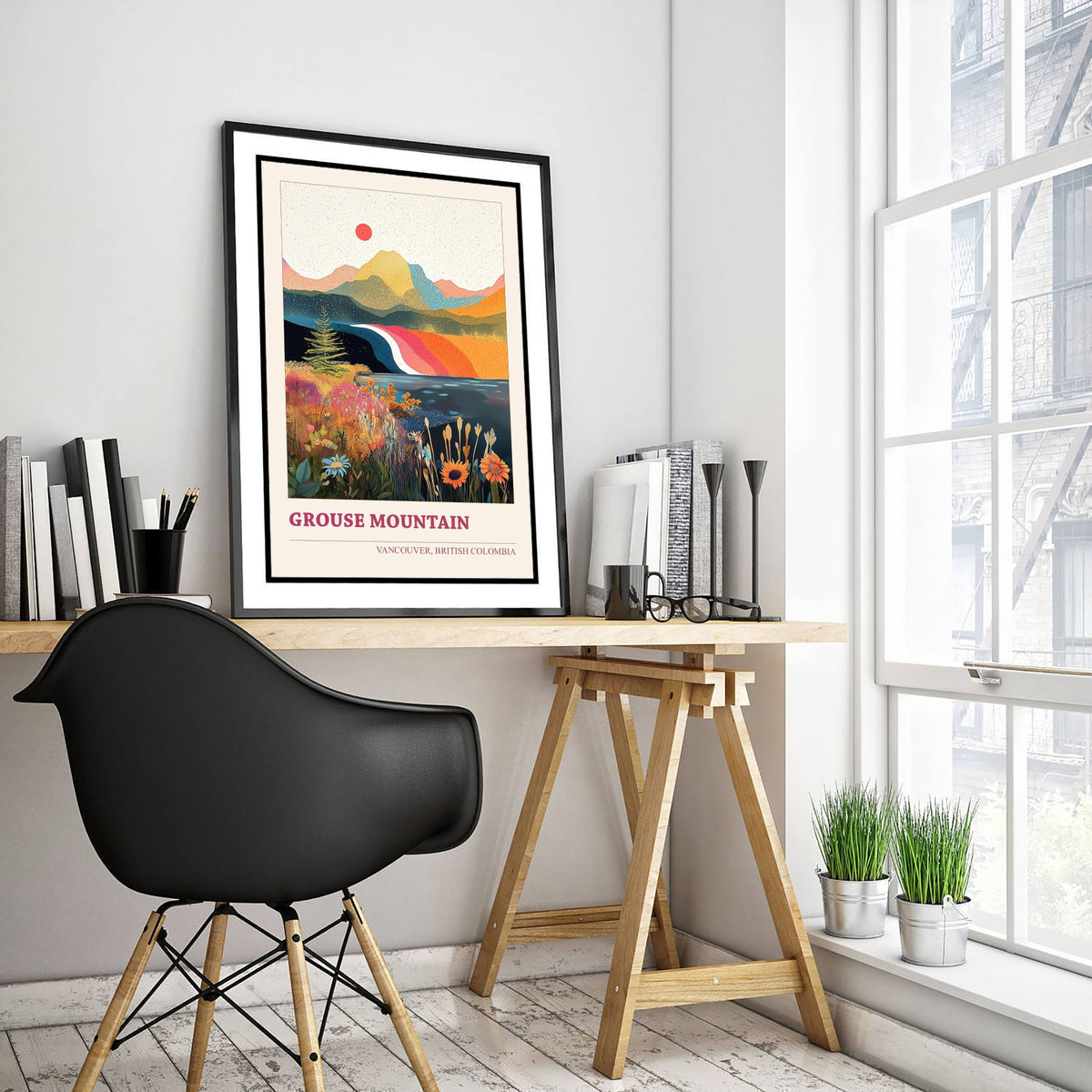 Vancouver Grouse Mountain Travel Poster - Canada Art Print - Geometric Landscape Illustration - British Columbia 3/3