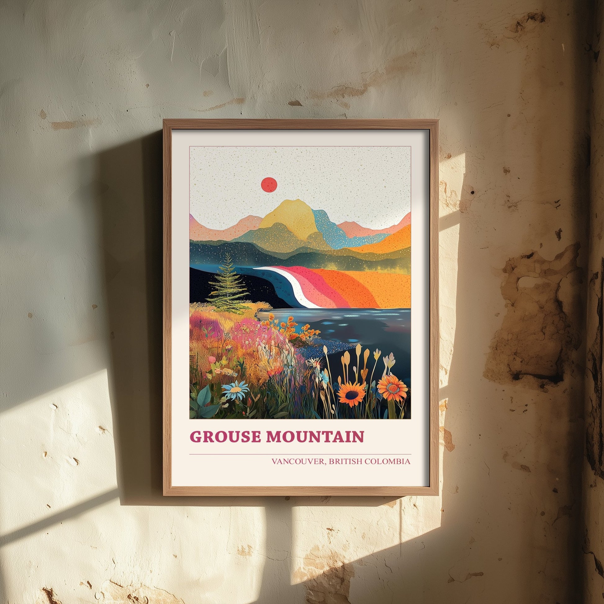 Vancouver Grouse Mountain Travel Poster - Canada Art Print - Geometric Landscape Illustration - British Columbia 3/3