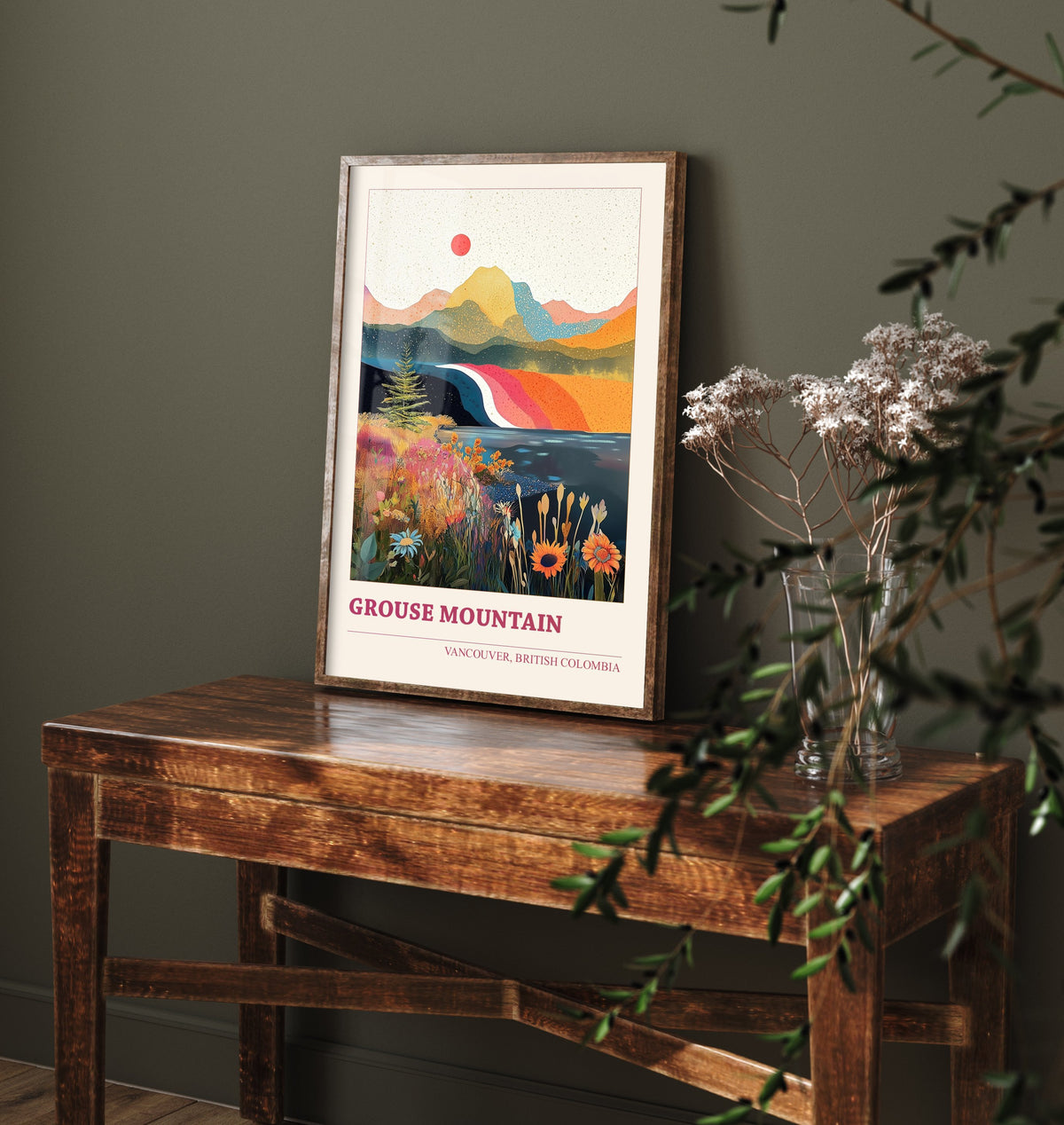 Vancouver Grouse Mountain Travel Poster - Canada Art Print - Geometric Landscape Illustration - British Columbia 3/3