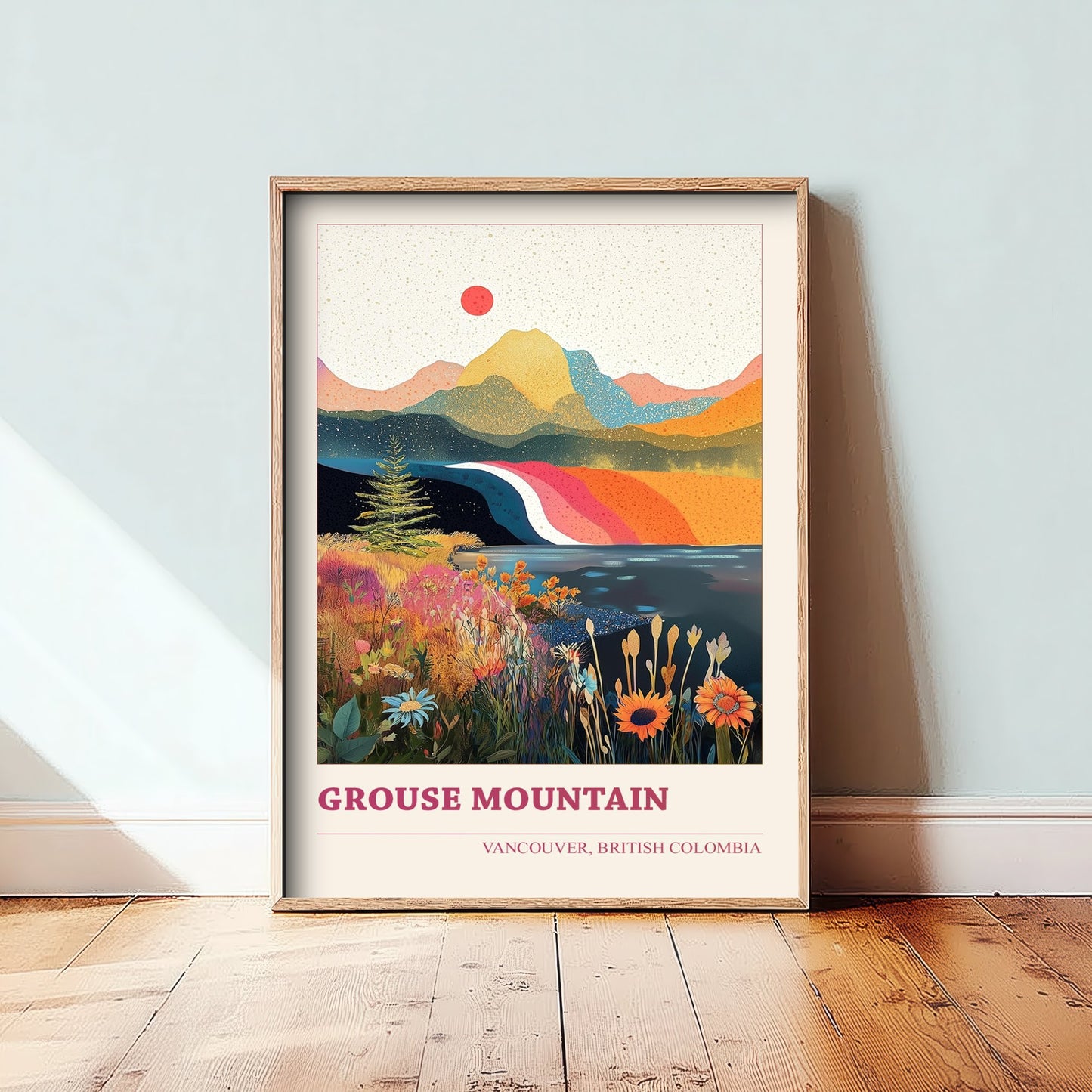 Vancouver Grouse Mountain Travel Poster - Canada Art Print - Geometric Landscape Illustration - British Columbia 3/3