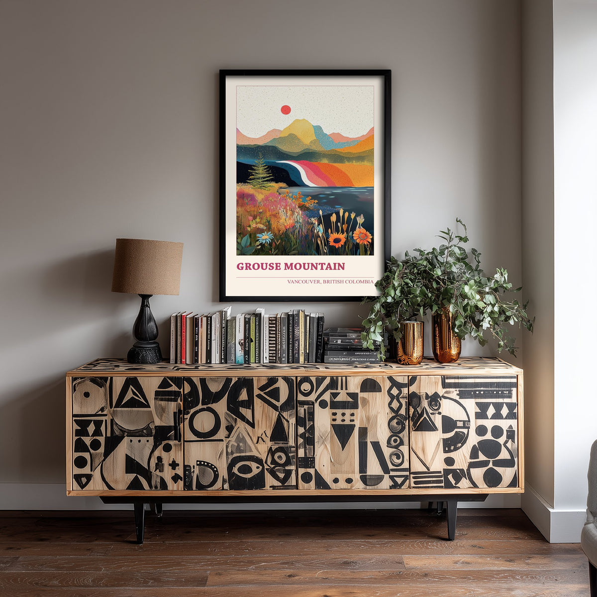 Vancouver Grouse Mountain Travel Poster - Canada Art Print - Geometric Landscape Illustration - British Columbia 3/3