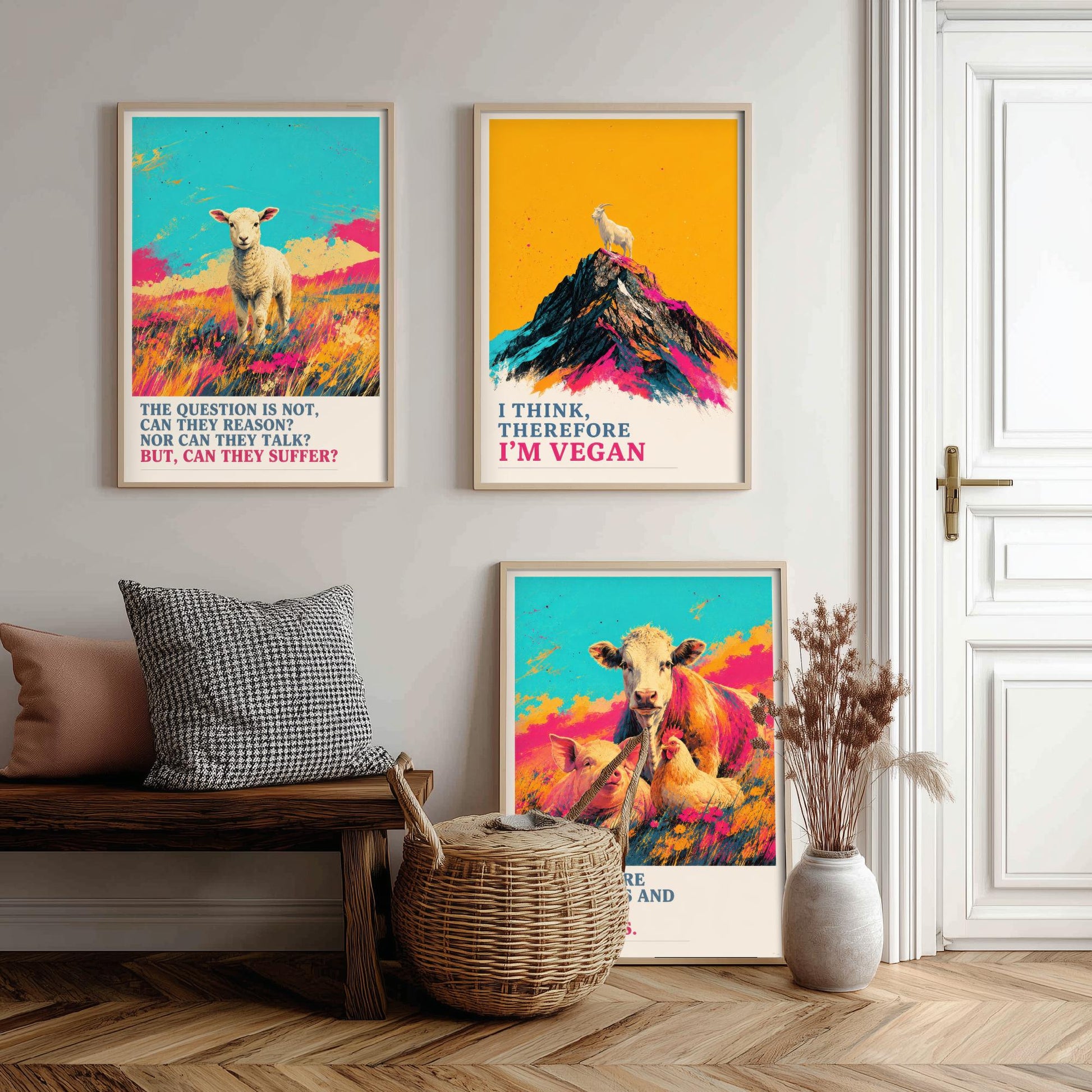 Can They Suffer Set of Three Art Prints | Think Therefore Vegan Friends I Dont Eat | Pop Art Poster Illustration