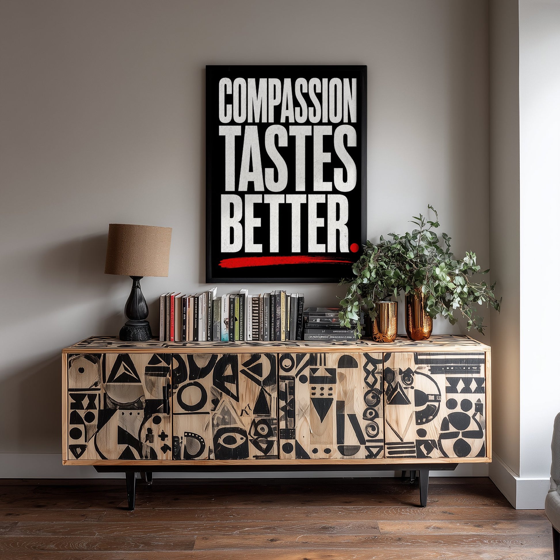 Compassion Tastes Better Art Print - Bold Vegan Quote Poster - Typography Illustration Wall Art 3/3