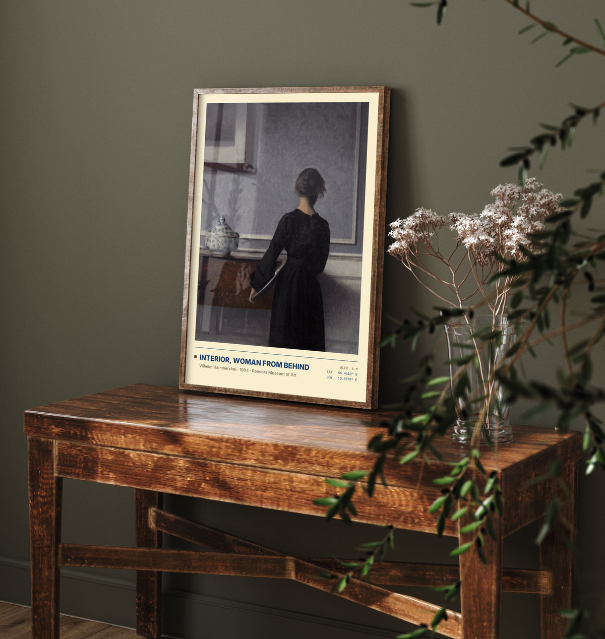 Interior Woman from Behind by Vilhelm Hammershoi Art Print - 1904 Danish Symbolist Classic Painting Poster - Grey Room Gallery Surveymono