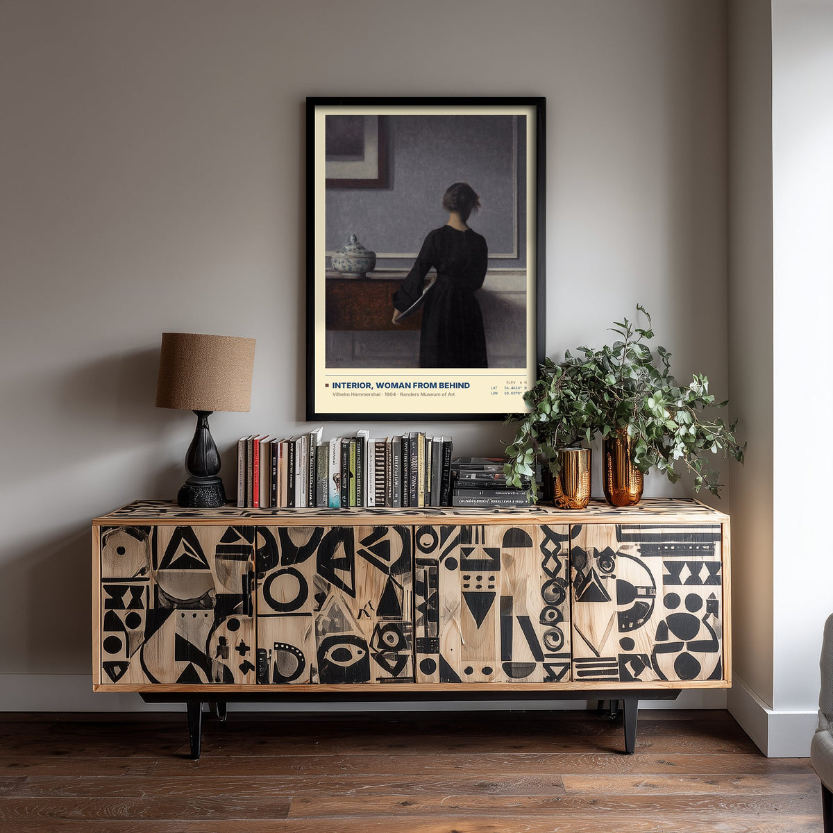 Interior Woman from Behind by Vilhelm Hammershoi Art Print - 1904 Danish Symbolist Classic Painting Poster - Grey Room Gallery Surveymono