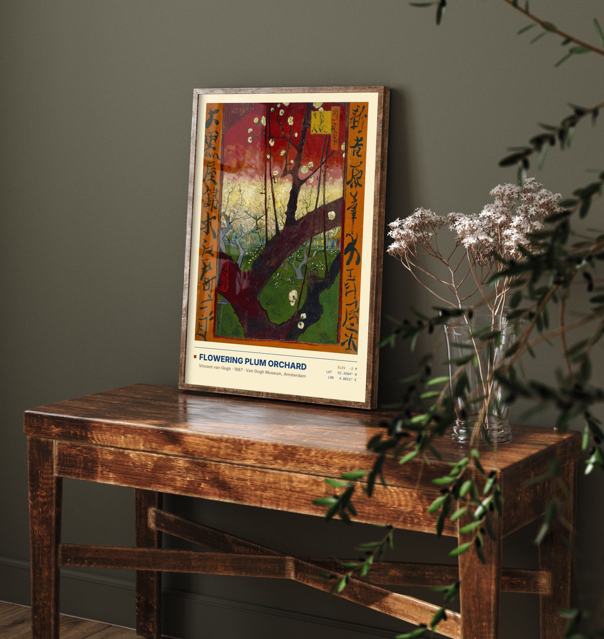Flowering Plum Orchard by Vincent van Gogh Art Print - 1887 Post-Impressionist Classic Painting Poster - After Hiroshige Gallery Surveymono