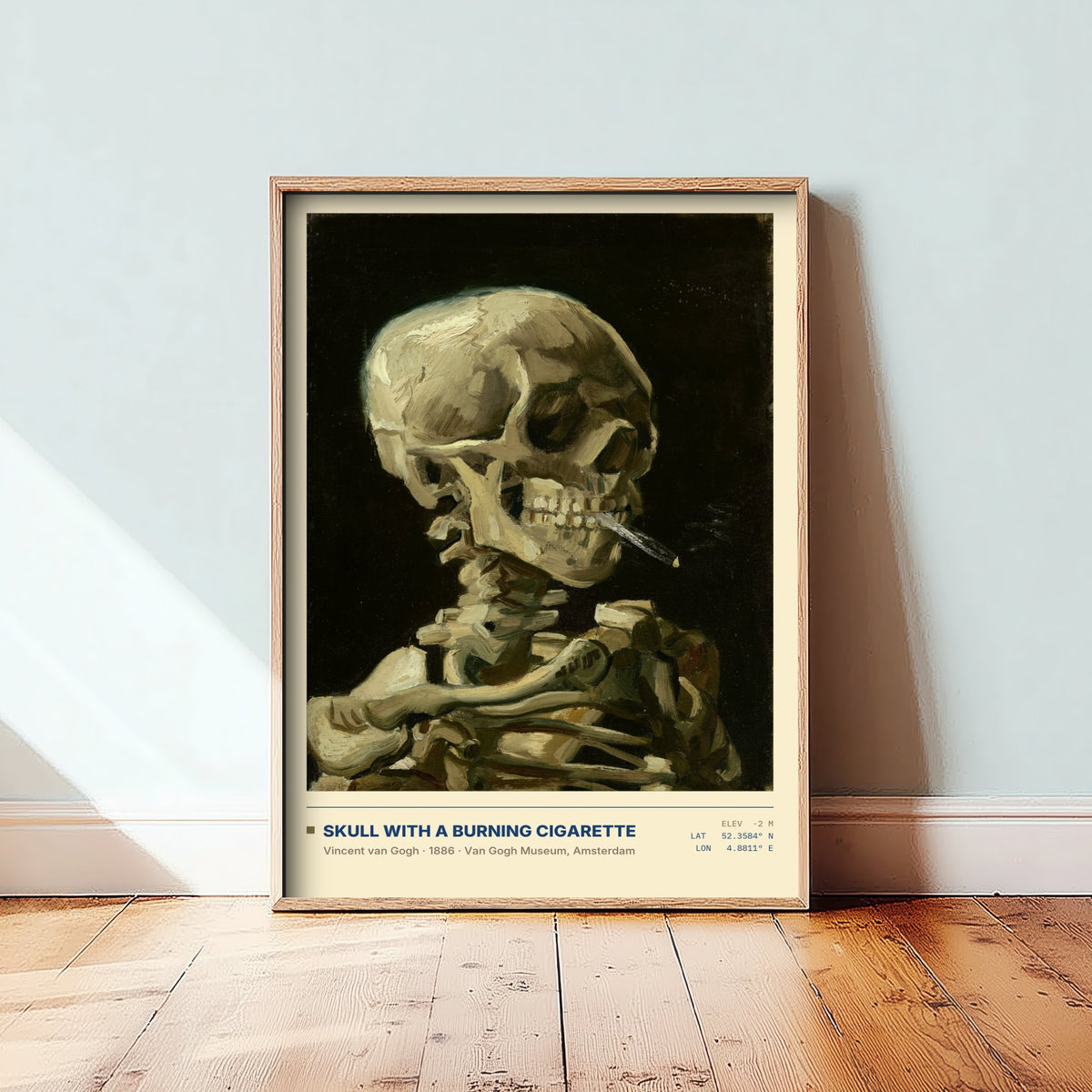 Skull with a Burning Cigarette by Vincent van Gogh Art Print - 1886 Post-Impressionist Classic Painting Poster - Anatomy Gallery Surveymono