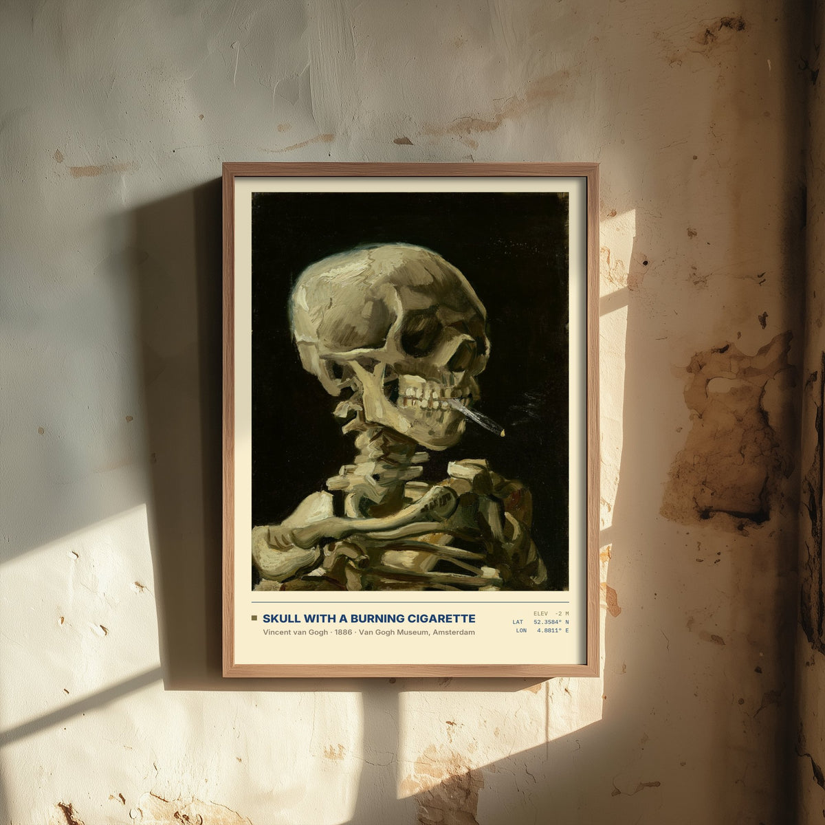 Skull with a Burning Cigarette by Vincent van Gogh Art Print - 1886 Post-Impressionist Classic Painting Poster - Anatomy Gallery Surveymono