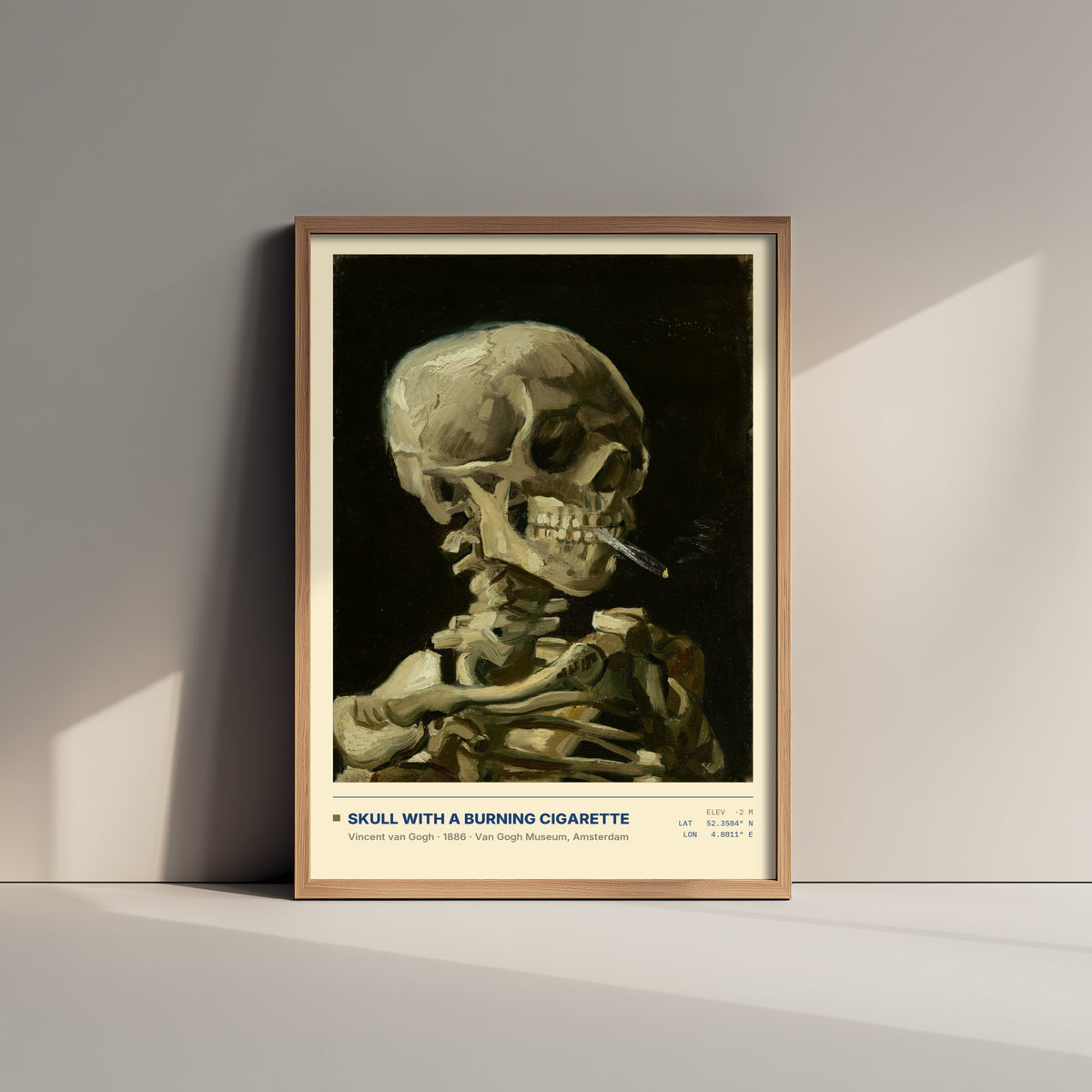Skull with a Burning Cigarette by Vincent van Gogh Art Print - 1886 Post-Impressionist Classic Painting Poster - Anatomy Gallery Surveymono
