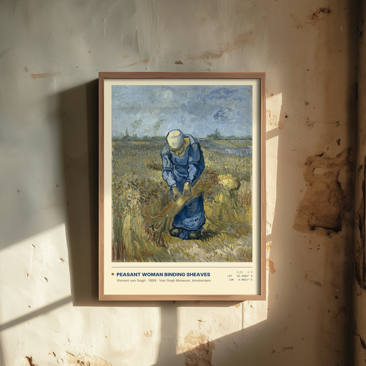Peasant Woman Binding Sheaves by Vincent van Gogh Art Print - 1889 Post-Impressionist Classic Painting Poster - Harvest Gallery Surveymono