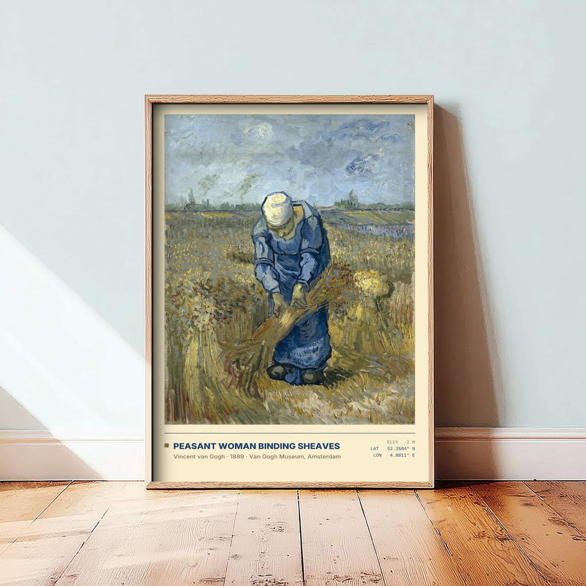 Peasant Woman Binding Sheaves by Vincent van Gogh Art Print - 1889 Post-Impressionist Classic Painting Poster - Harvest Gallery Surveymono