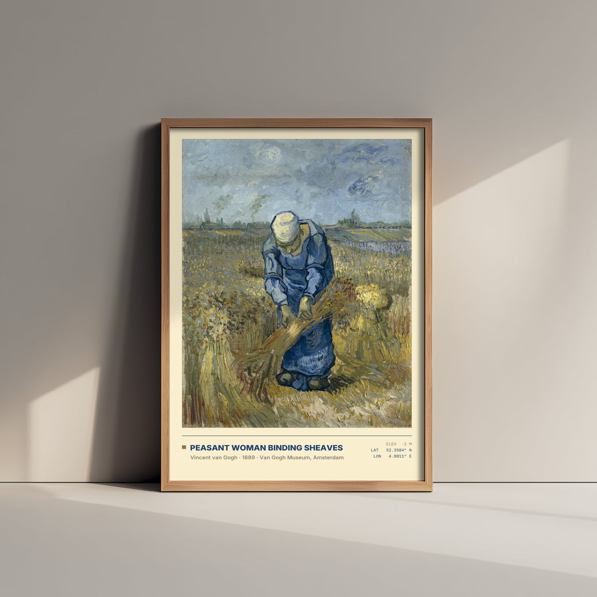 Peasant Woman Binding Sheaves by Vincent van Gogh Art Print - 1889 Post-Impressionist Classic Painting Poster - Harvest Gallery Surveymono