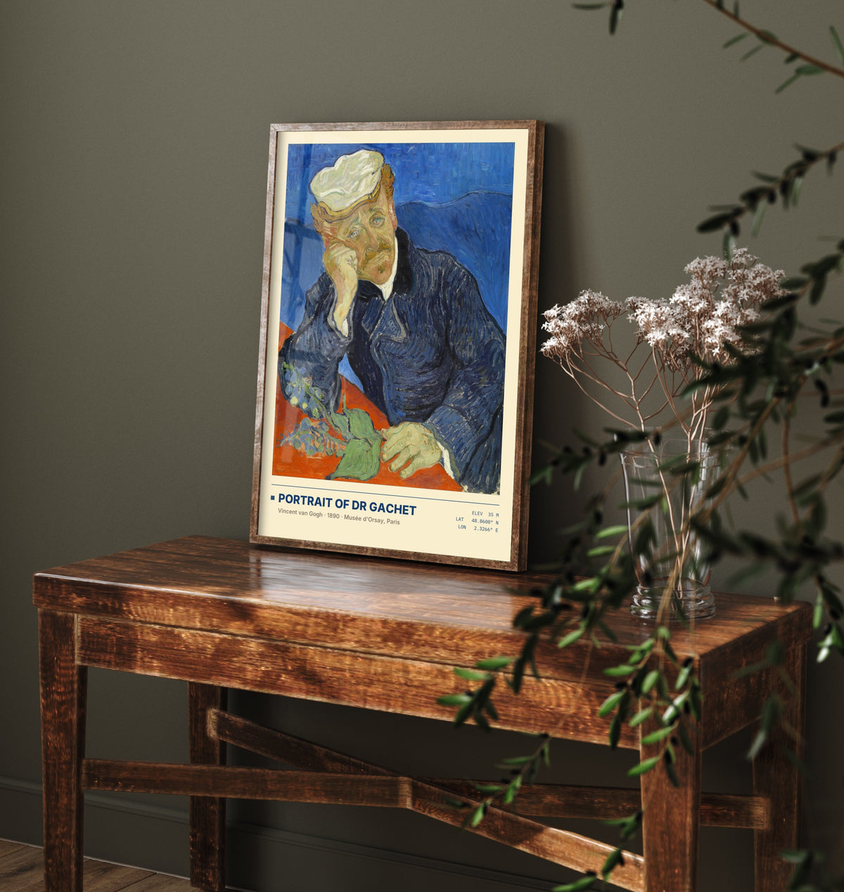 Portrait of Dr Gachet by Vincent van Gogh Art Print - 1890 Post-Impressionist Classic Painting Poster - Doctor Orsay Gallery Surveymono