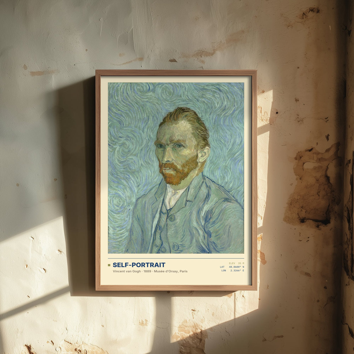 Self-Portrait by Vincent van Gogh Art Print - 1889 Post-Impressionist Classic Painting Poster - Swirling Blue Orsay Gallery Surveymono