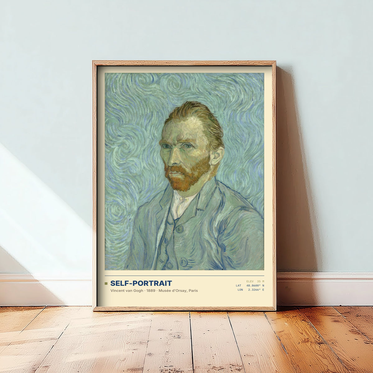 Self-Portrait by Vincent van Gogh Art Print - 1889 Post-Impressionist Classic Painting Poster - Swirling Blue Orsay Gallery Surveymono