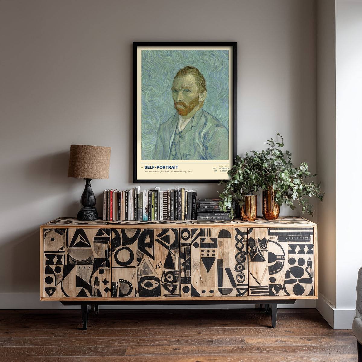Self-Portrait by Vincent van Gogh Art Print - 1889 Post-Impressionist Classic Painting Poster - Swirling Blue Orsay Gallery Surveymono