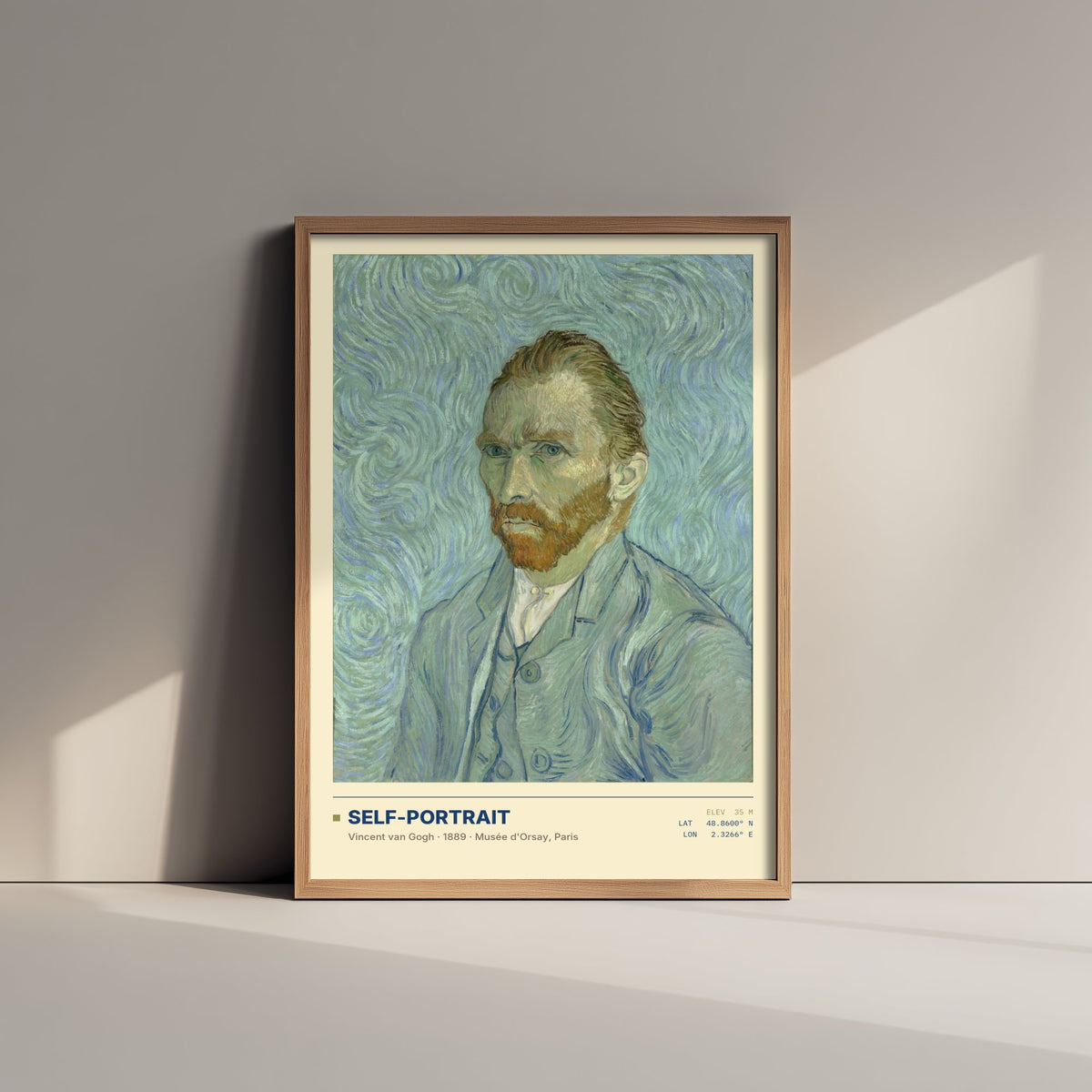 Self-Portrait by Vincent van Gogh Art Print - 1889 Post-Impressionist Classic Painting Poster - Swirling Blue Orsay Gallery Surveymono