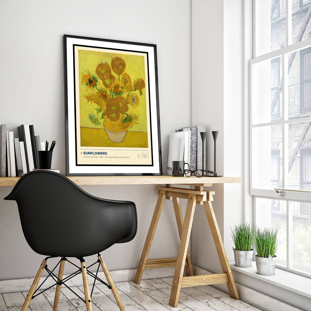 Sunflowers by Vincent van Gogh Art Print - 1889 Post-Impressionist Classic Painting Poster - Yellow Flowers in a Vase Gallery Surveymono
