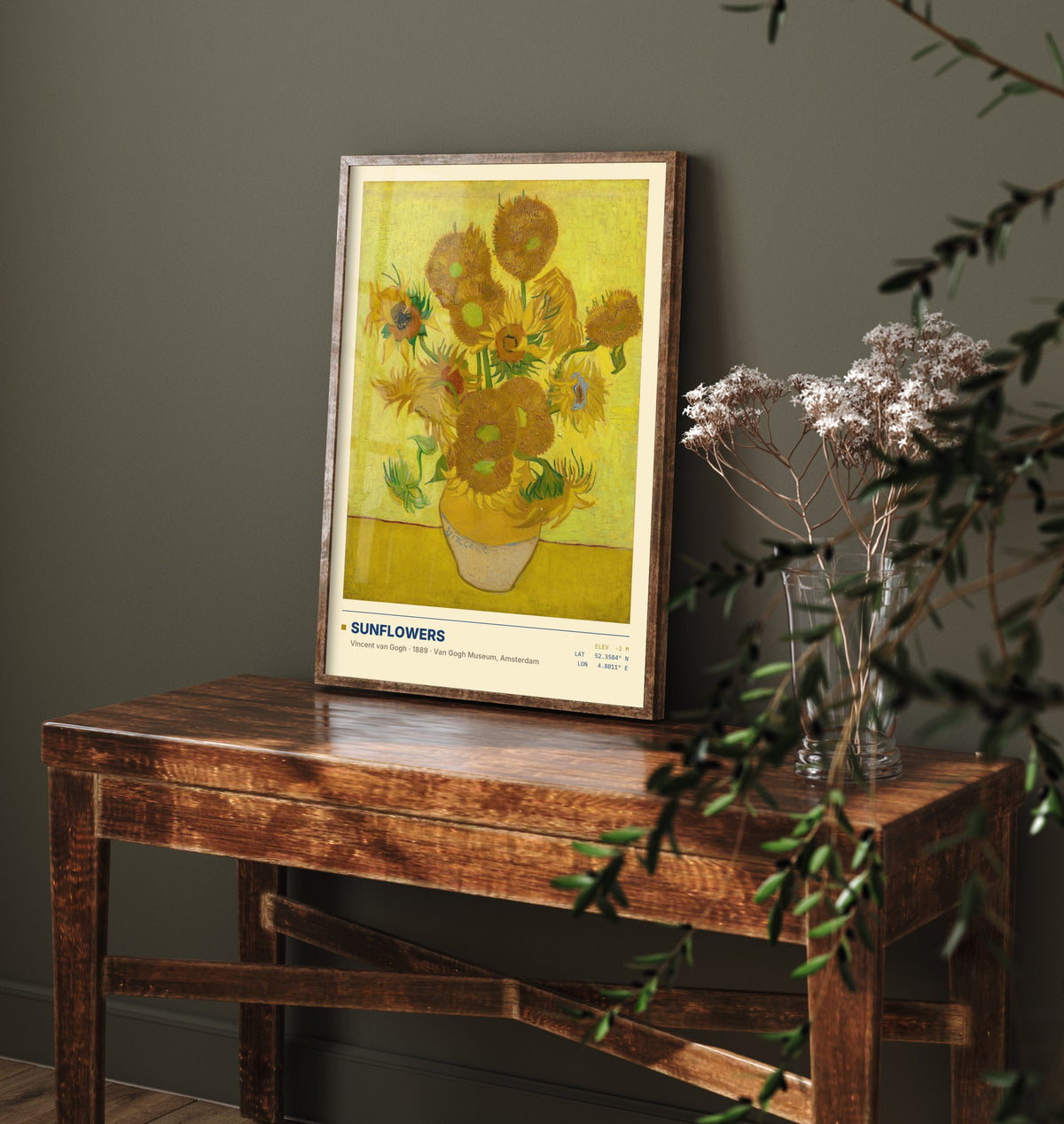 Sunflowers by Vincent van Gogh Art Print - 1889 Post-Impressionist Classic Painting Poster - Yellow Flowers in a Vase Gallery Surveymono