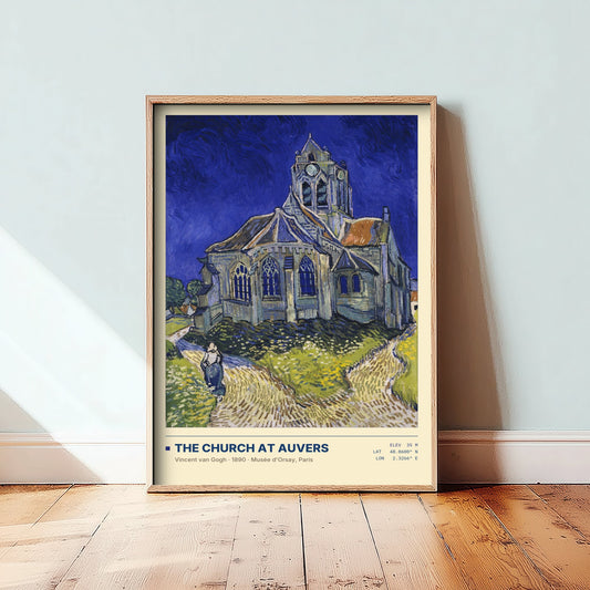 The Church at Auvers by Vincent van Gogh Art Print - 1890 Post-Impressionist Classic Painting Poster - Blue Sky Orsay Gallery Surveymono