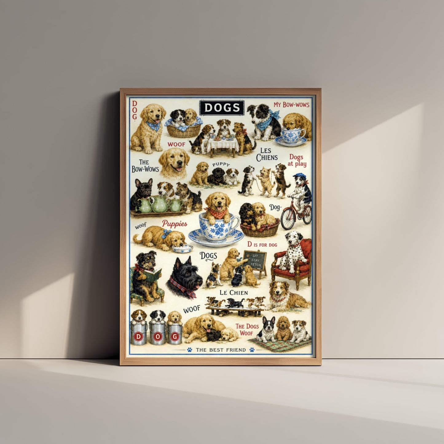 Vintage Dogs Art Print - Dog Breeds Chart Poster - Antique Animal Illustration - Dog Lover Wall Art 1/3