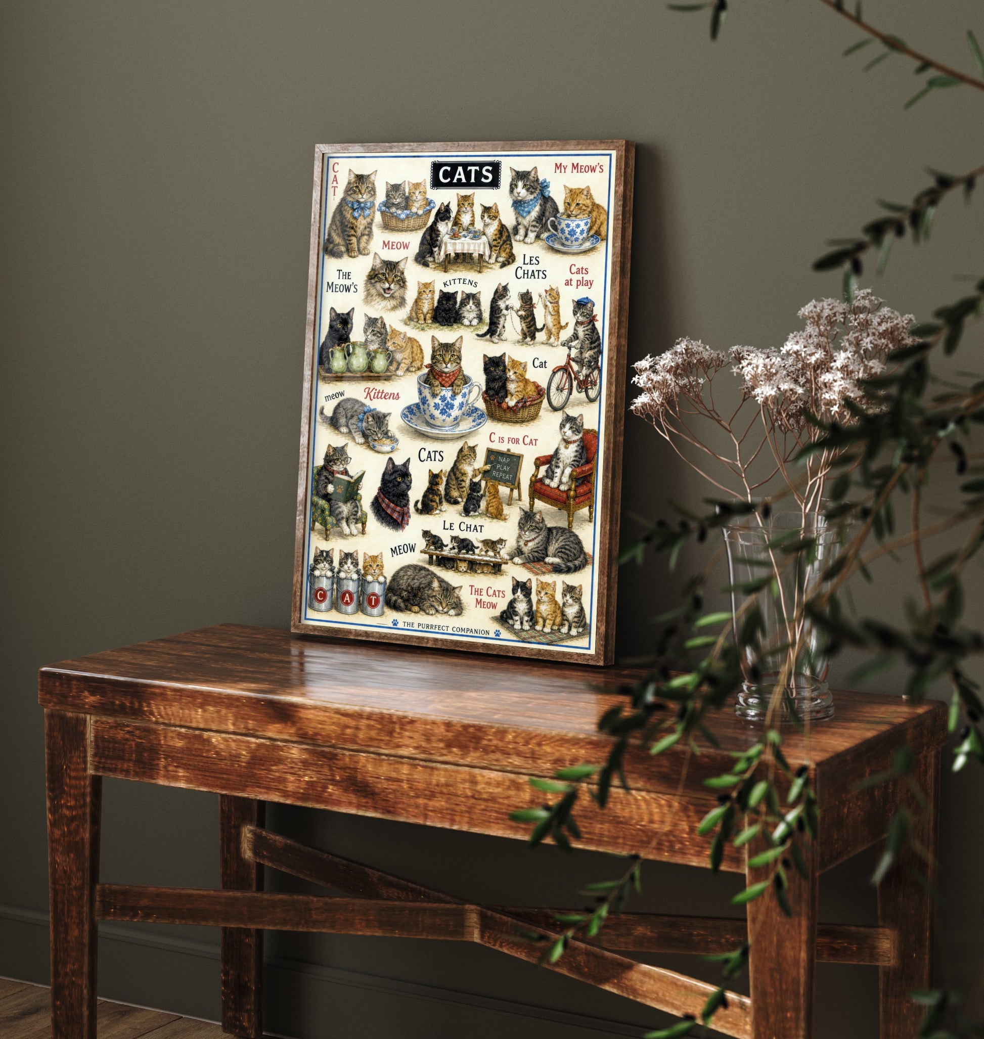 Vintage Cats Art Print - Cat Breeds Chart Poster - Antique Animal Illustration - Cat Lover Wall Art 3/3