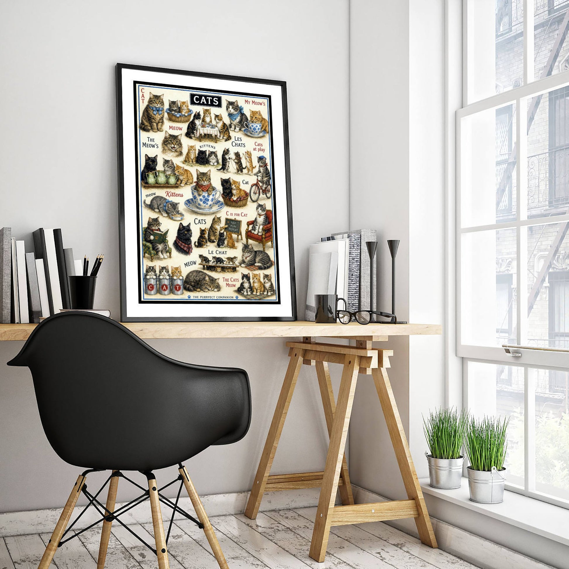 Vintage Cats Art Print - Cat Breeds Chart Poster - Antique Animal Illustration - Cat Lover Wall Art 3/3