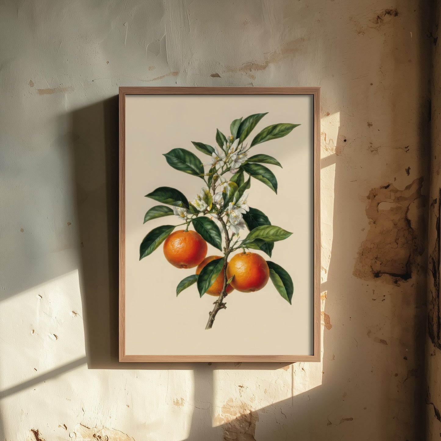 Orange Botanical Art Print - Vintage Fruit Kitchen Poster - Citrus Illustration Wall Art V3 1/3