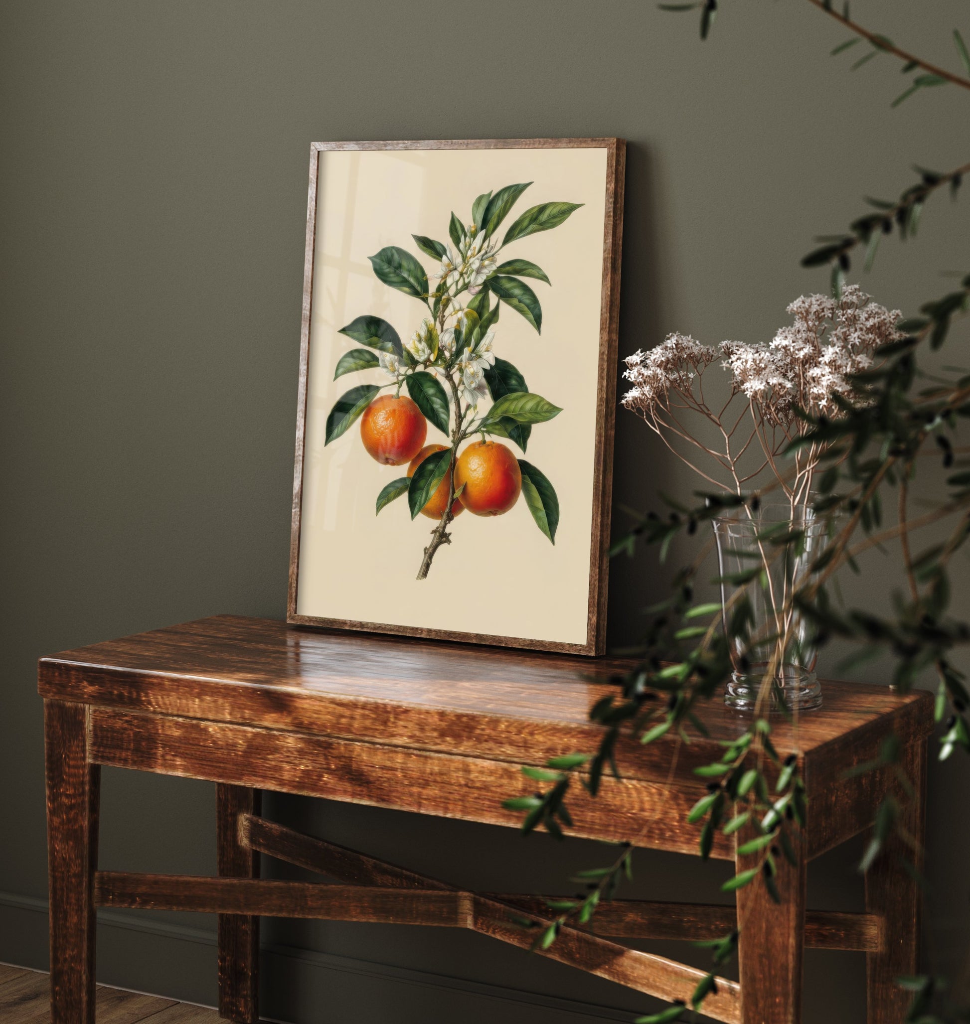 Orange Botanical Art Print - Vintage Fruit Kitchen Poster - Citrus Illustration Wall Art V3 1/3