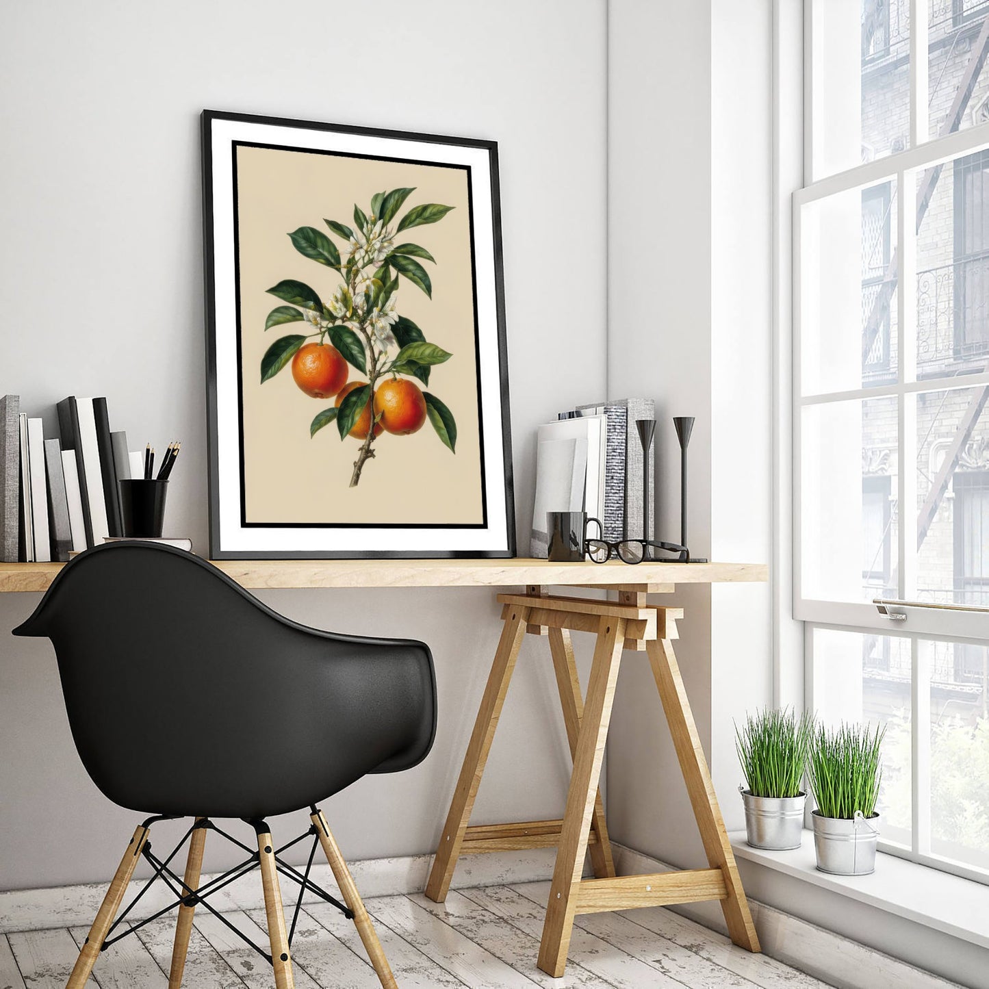 Orange Botanical Art Print - Vintage Fruit Kitchen Poster - Citrus Illustration Wall Art V3 1/3