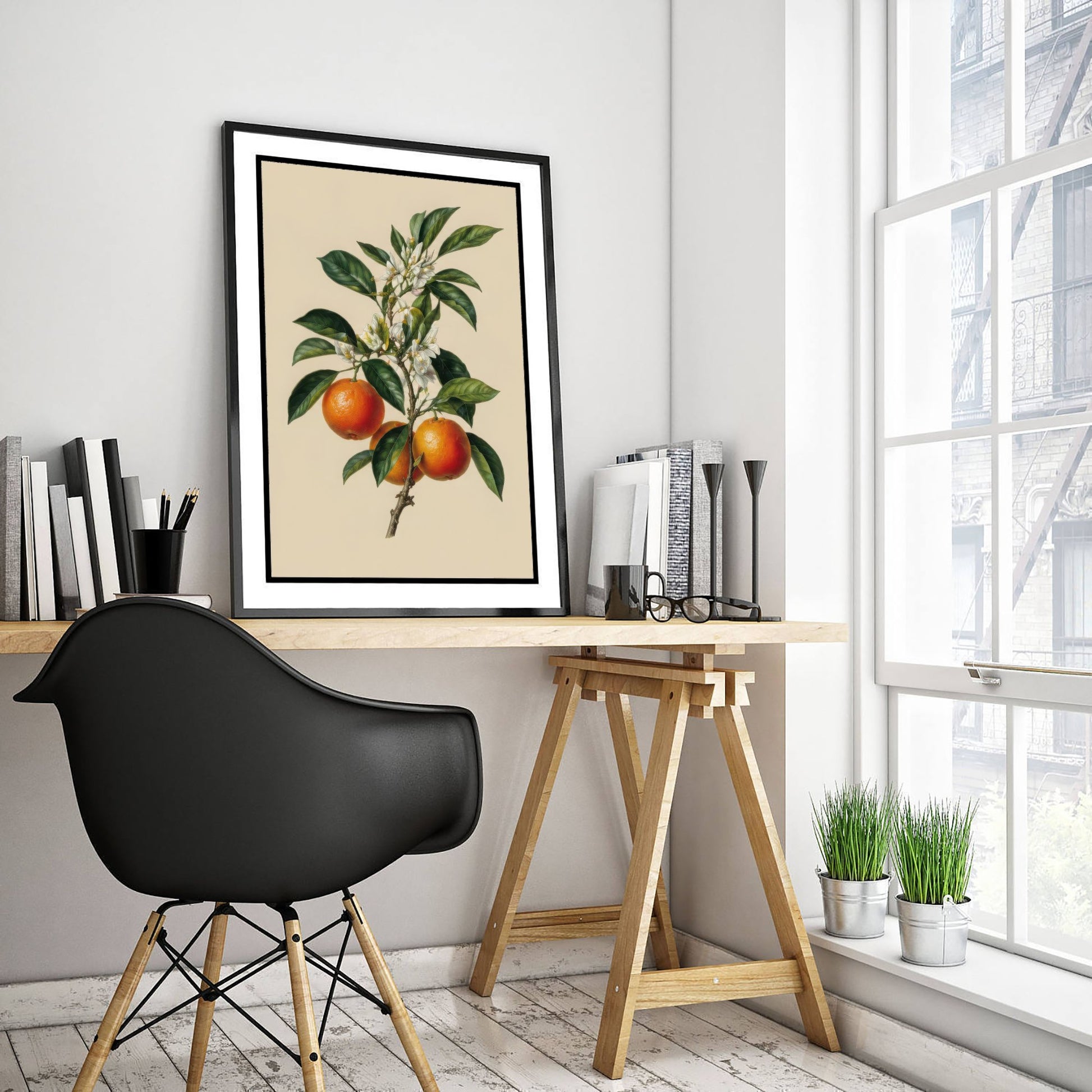 Orange Botanical Art Print - Vintage Fruit Kitchen Poster - Citrus Illustration Wall Art V3 1/3
