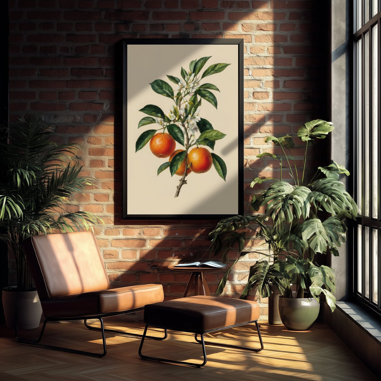 Orange Botanical Art Print - Vintage Fruit Kitchen Poster - Citrus Illustration Wall Art V3 1/3