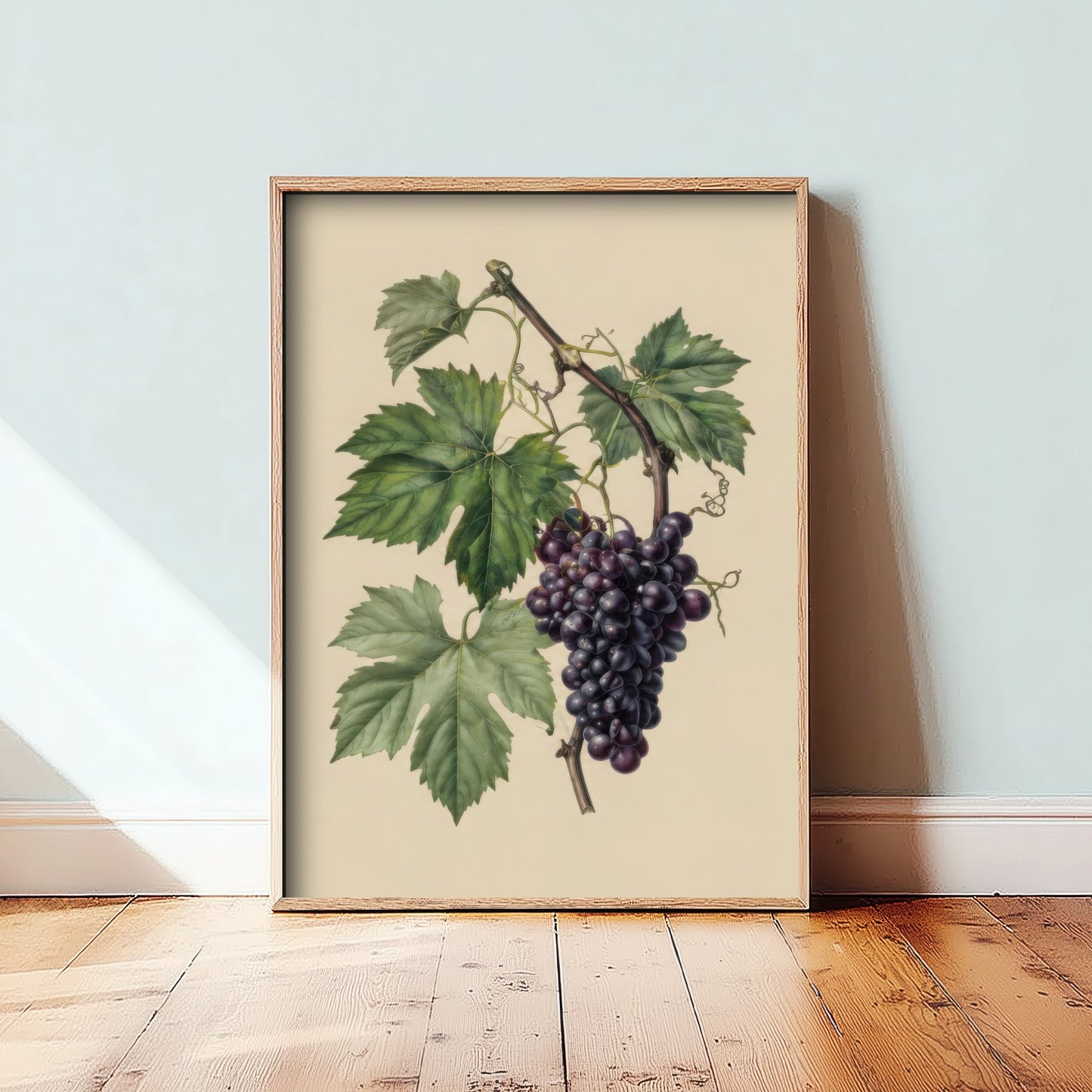 Grape Botanical Art Print - Vintage Fruit Kitchen Poster - Grapevine Illustration Wall Art V3 2/3