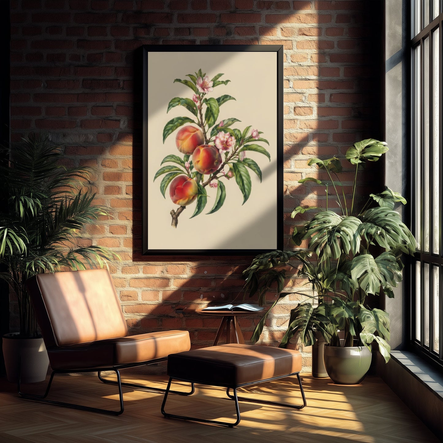 Peach Botanical Art Print - Vintage Fruit Kitchen Poster - Peach Blossom Illustration Wall Art V3 3/3