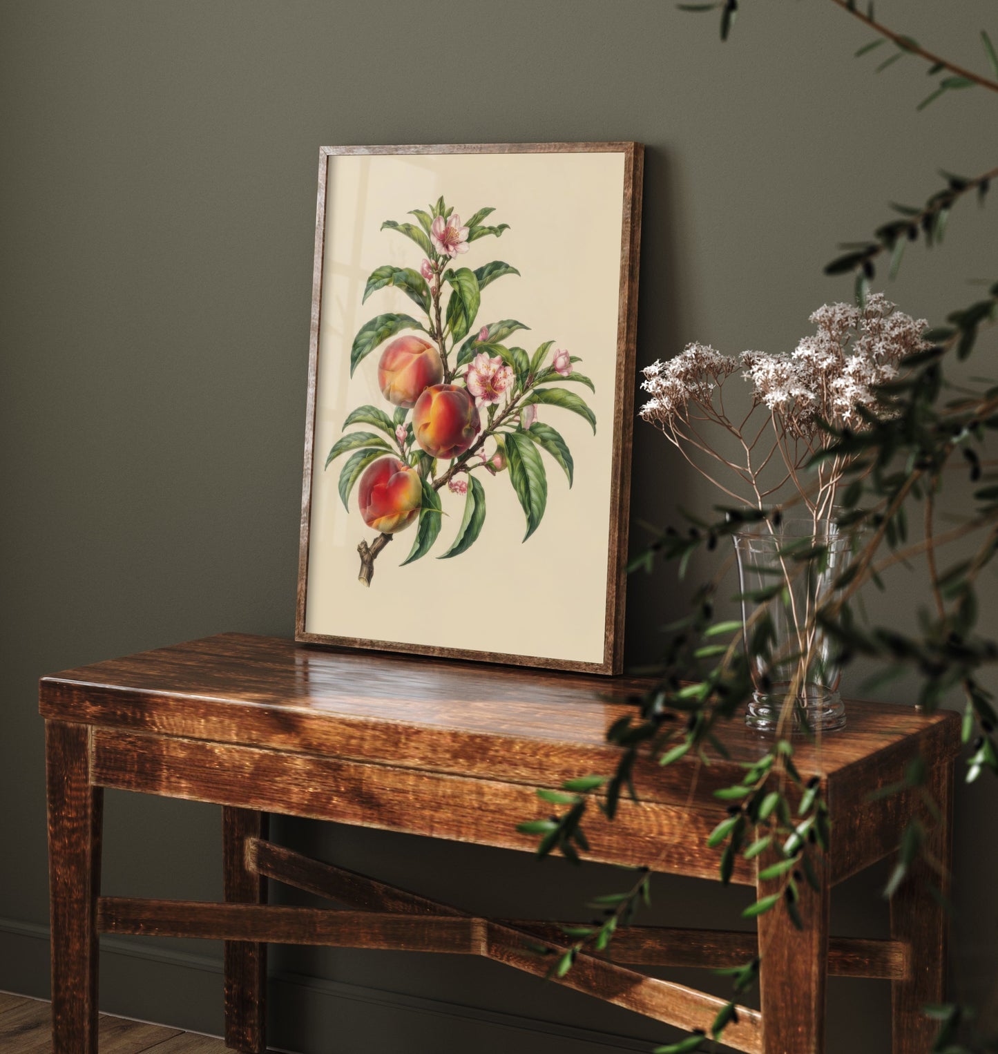 Peach Botanical Art Print - Vintage Fruit Kitchen Poster - Peach Blossom Illustration Wall Art V3 3/3