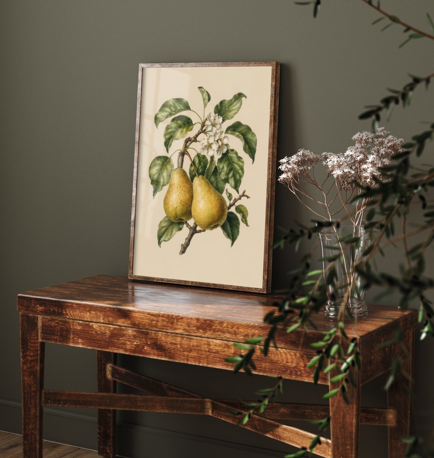 Pear Botanical Art Print - Vintage Fruit Kitchen Poster - Pear Illustration Wall Art V4 1/3