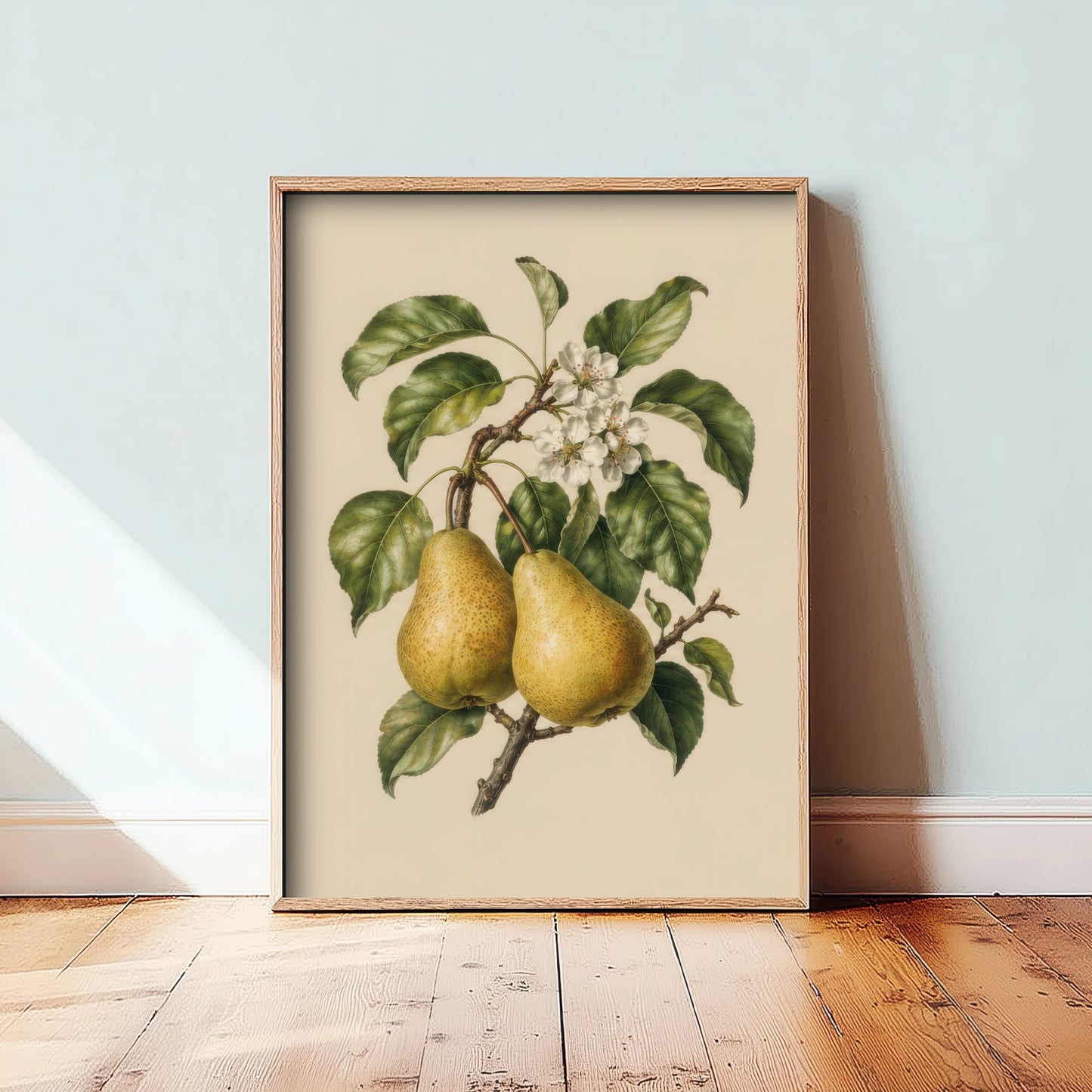 Pear Botanical Art Print - Vintage Fruit Kitchen Poster - Pear Illustration Wall Art V4 1/3