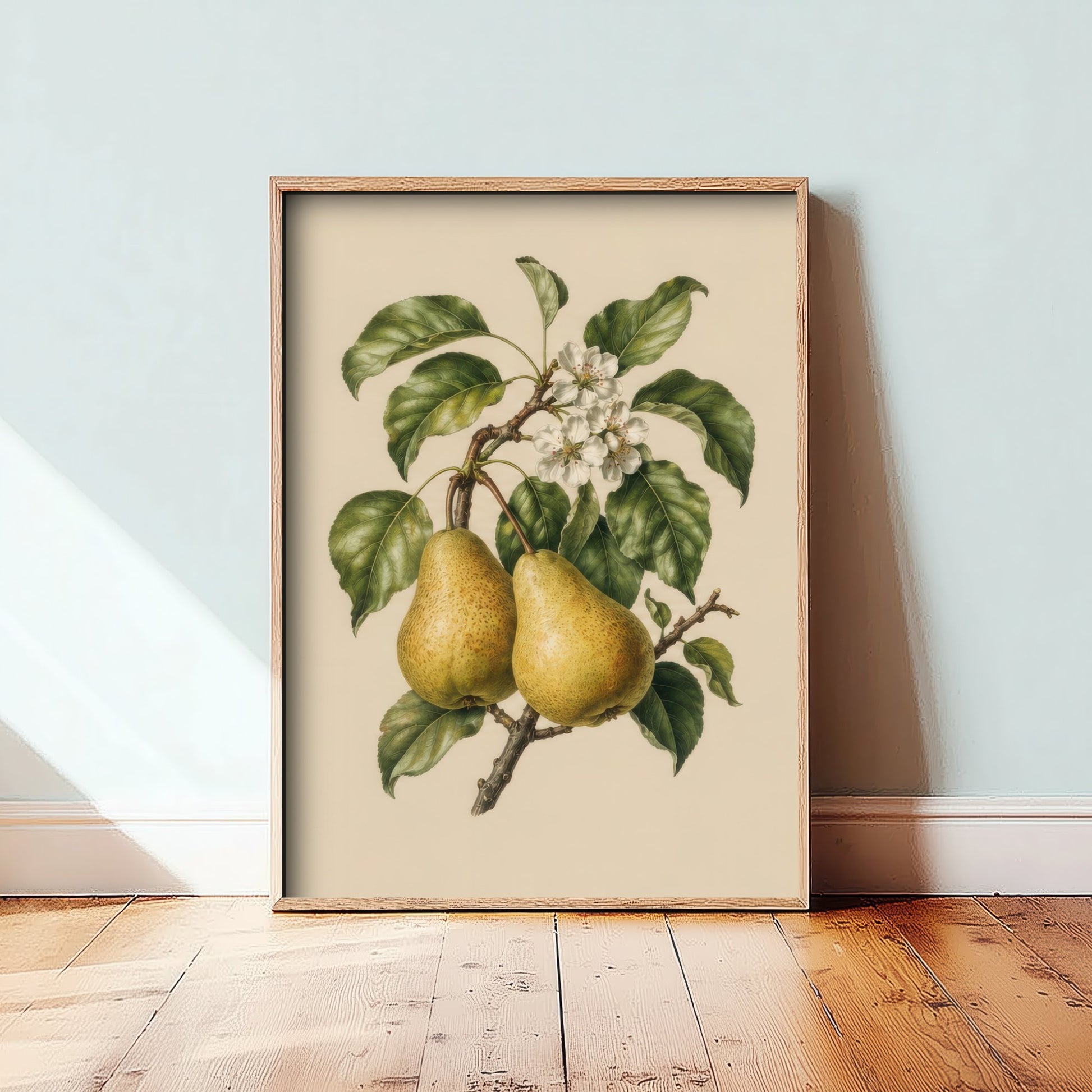 Pear Botanical Art Print - Vintage Fruit Kitchen Poster - Pear Illustration Wall Art V4 1/3