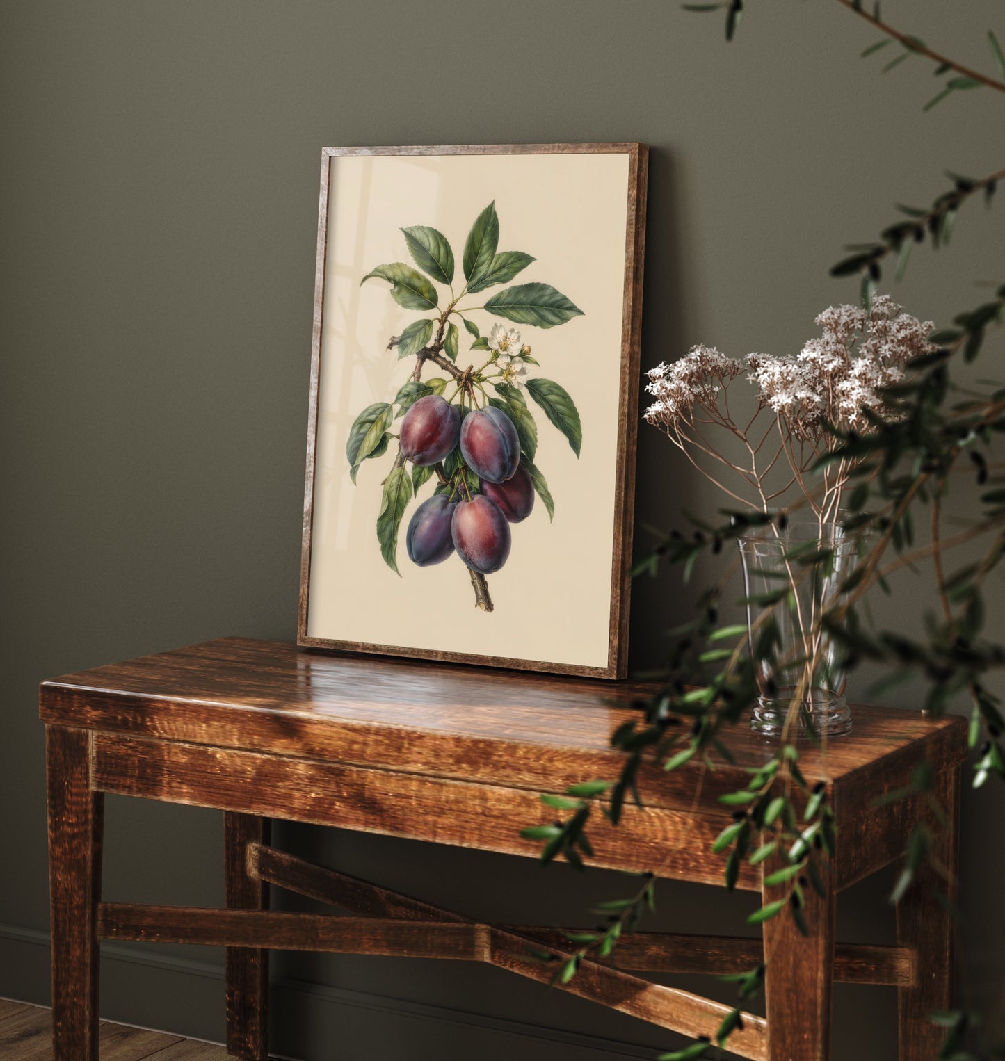 Plum Botanical Art Print - Vintage Fruit Kitchen Poster - Plum Illustration Wall Art V4 3/3