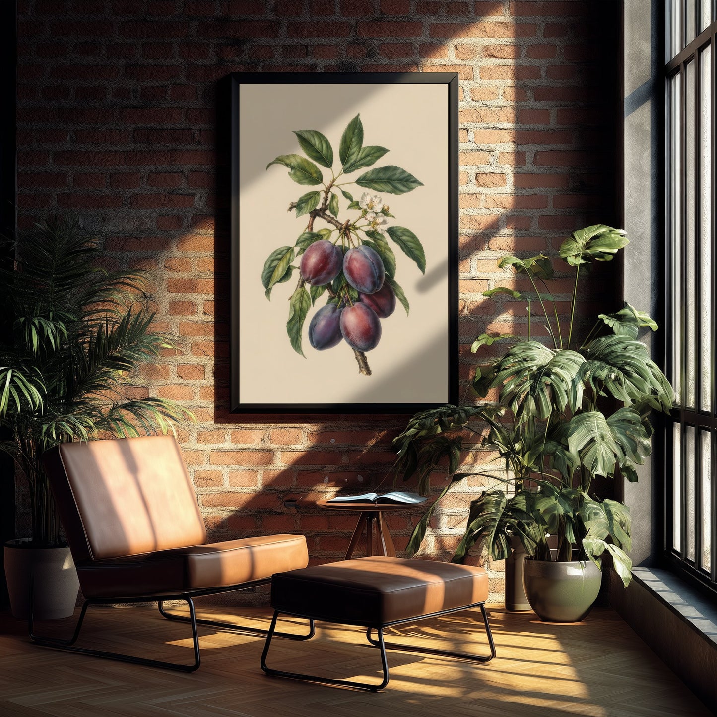 Plum Botanical Art Print - Vintage Fruit Kitchen Poster - Plum Illustration Wall Art V4 3/3