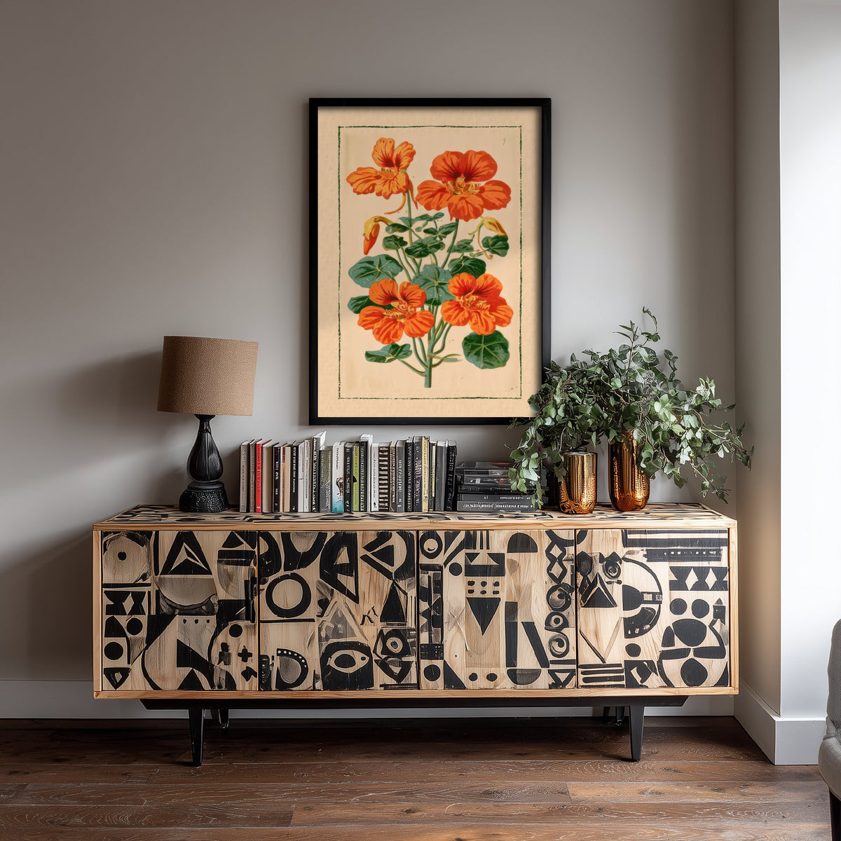 Nasturtium Poster - Orange Flower Vintage Botanical Art Print - Kitchen Garden Seed Packet Illustration V2 2/3