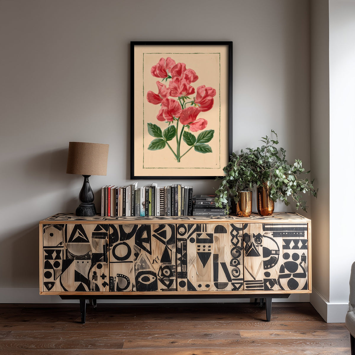 Sweet Pea Art Print - Pink Cottage Flower Poster - Vintage Seed Packet Botanical Illustration V1 3/3