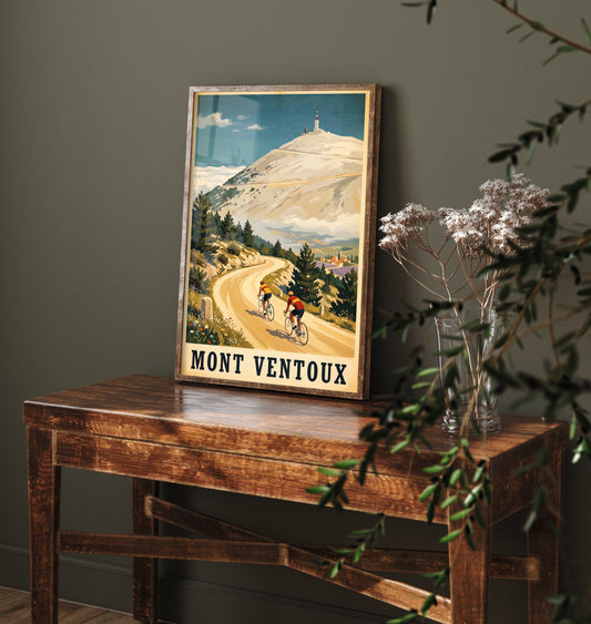 Mont Ventoux Vintage Cycling Art Print - Giant of Provence Illustration - Tour de France Climb Poster
