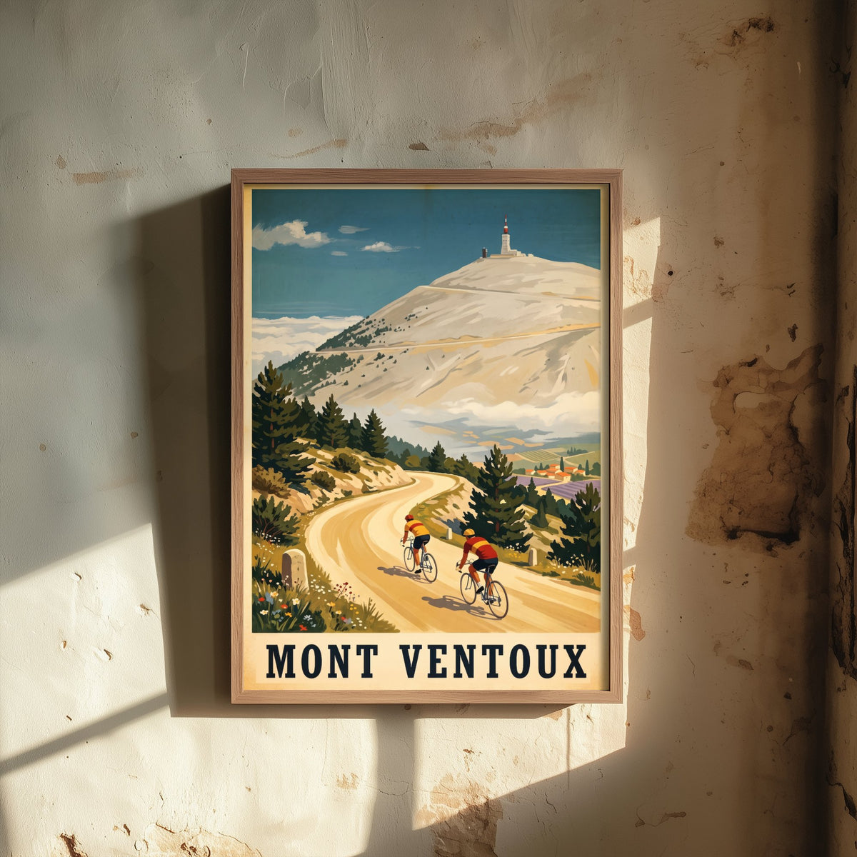 Mont Ventoux Vintage Cycling Art Print - Giant of Provence Illustration - Tour de France Climb Poster