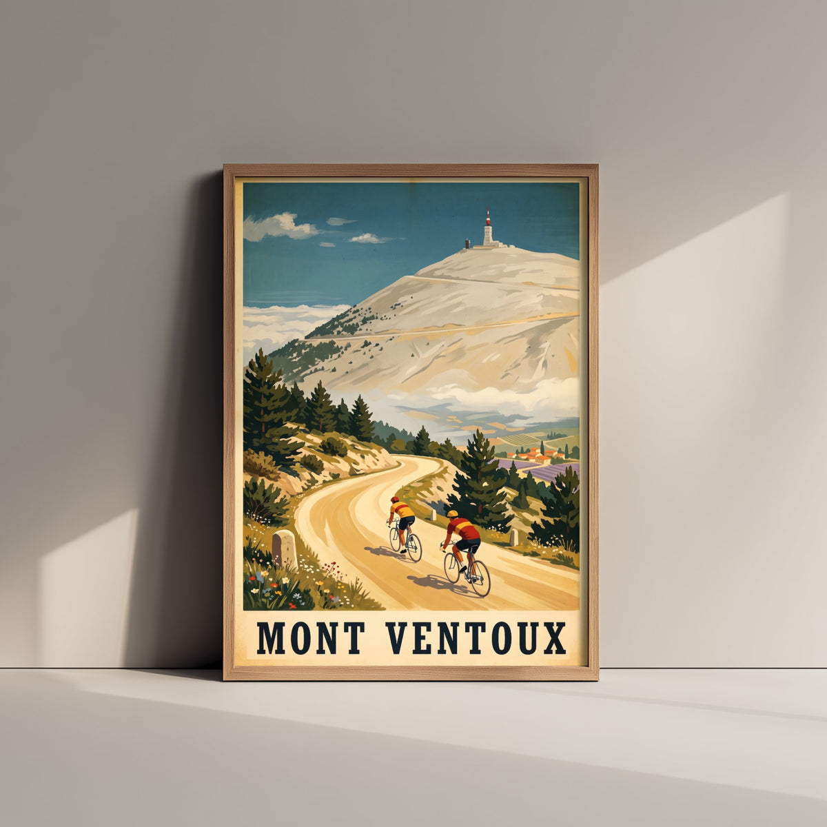 Mont Ventoux Vintage Cycling Art Print - Giant of Provence Illustration - Tour de France Climb Poster