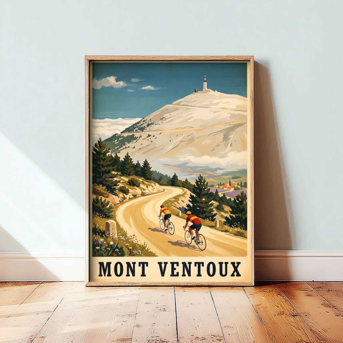 Mont Ventoux Vintage Cycling Art Print - Giant of Provence Illustration - Tour de France Climb Poster