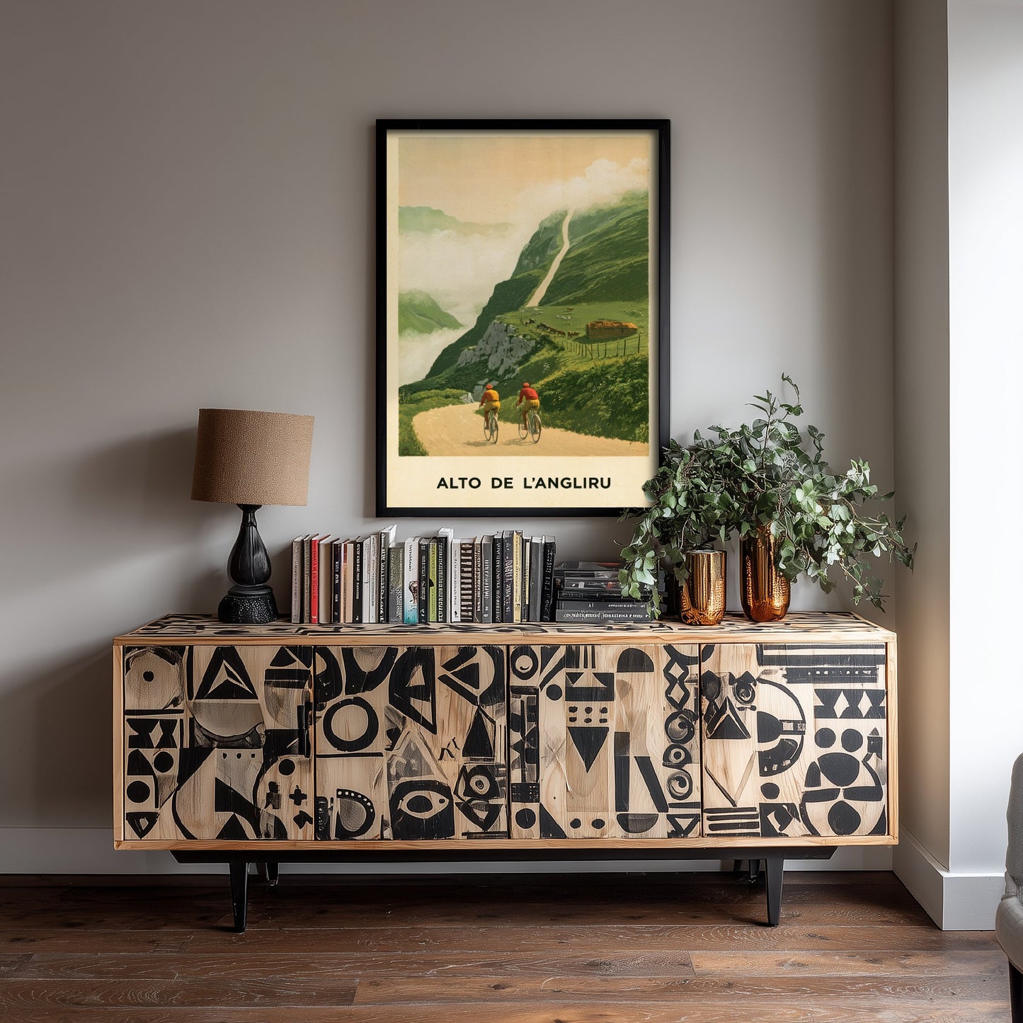Alto de l'Angliru Vintage Cycling Art Print - Spain Vuelta Climb Illustration - Asturias Mountain Poster 1/3