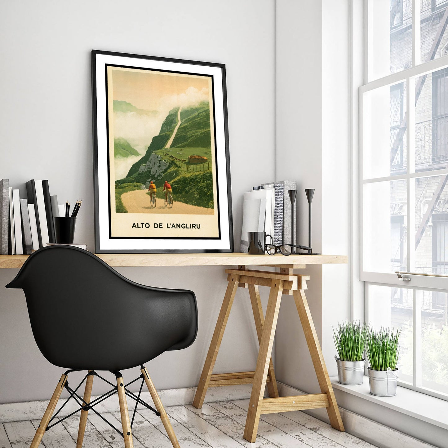 Alto de l'Angliru Vintage Cycling Art Print - Spain Vuelta Climb Illustration - Asturias Mountain Poster 1/3