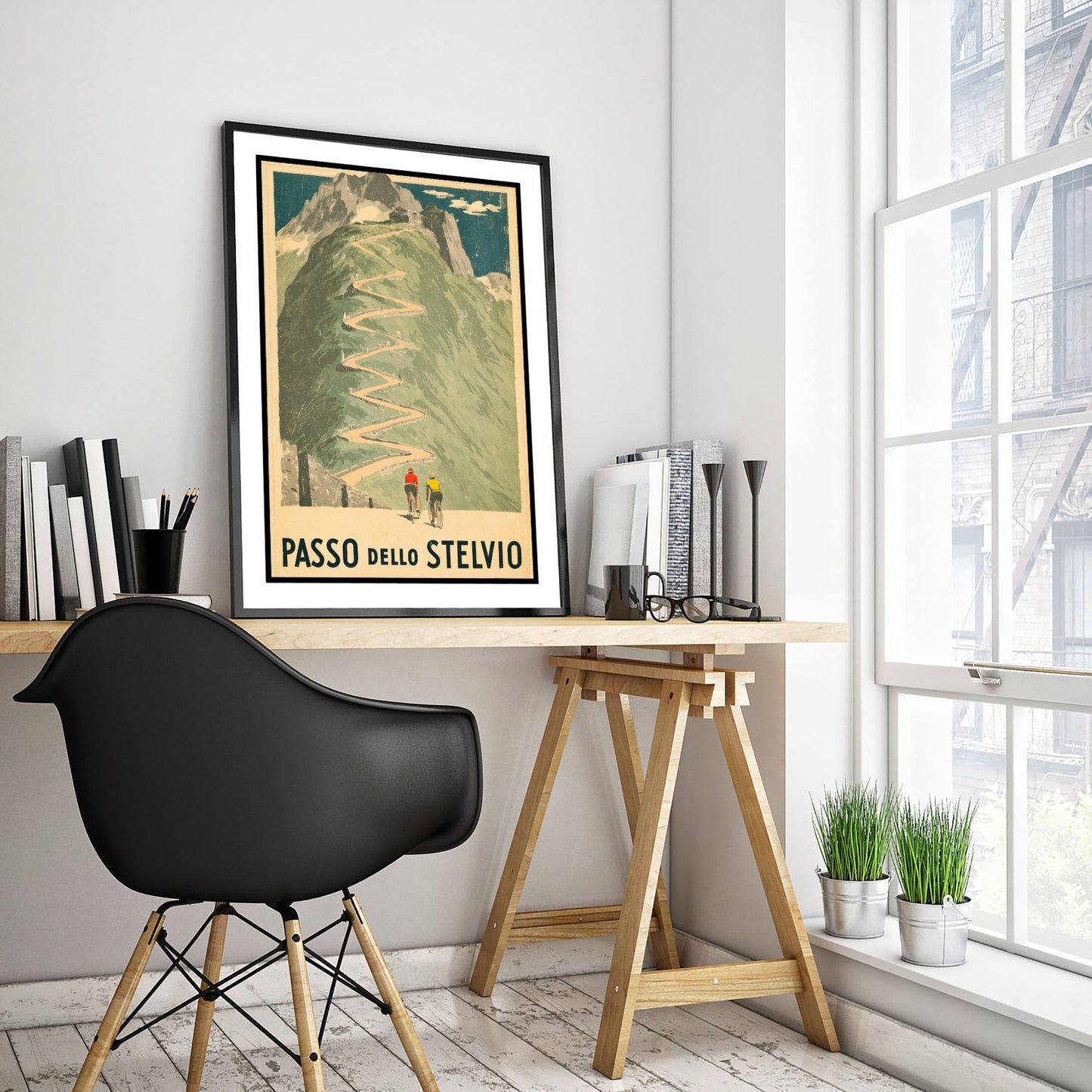 Passo dello Stelvio Vintage Cycling Art Print - Italy Giro Climb Illustration - Alpine Hairpins Poster 2/3