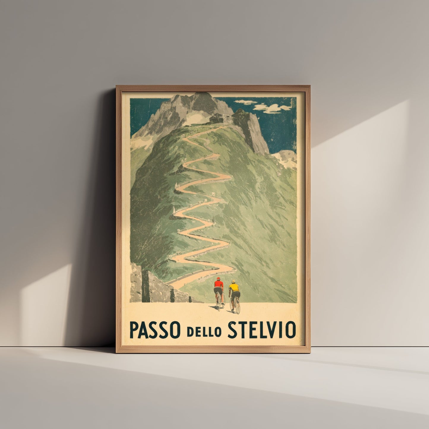 Passo dello Stelvio Vintage Cycling Art Print - Italy Giro Climb Illustration - Alpine Hairpins Poster 2/3